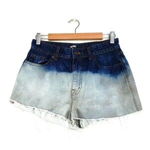 URBAN OUTFITTERS BDG High Rise Dipped Tie Dye Frayed Jean Shorts 29 boho western